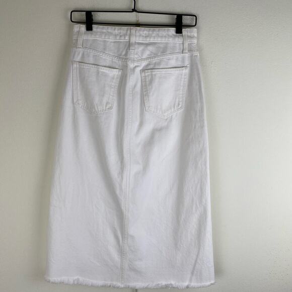 Joe's Jeans Raw Hem Denim Skirt Size 26 White Below Knee Midi Casual *flaw - Picture 6 of 14